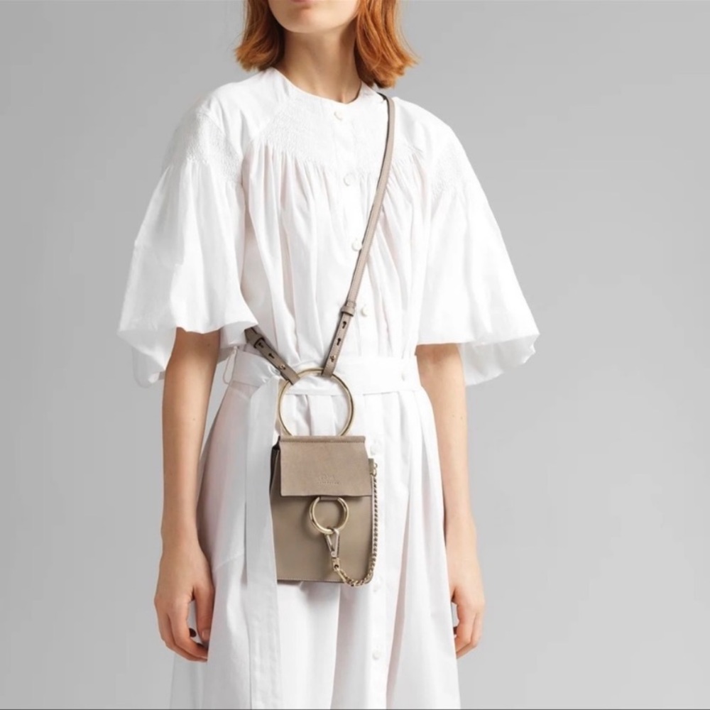 CHLOE faye bracelet crossbody bag leather and suade bag